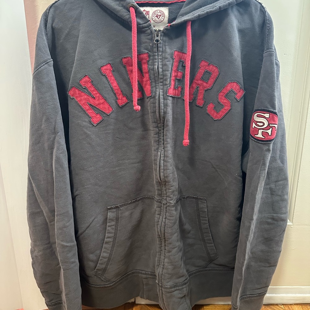 Vintage 47 Brand Gray Hoodie with Red Trim